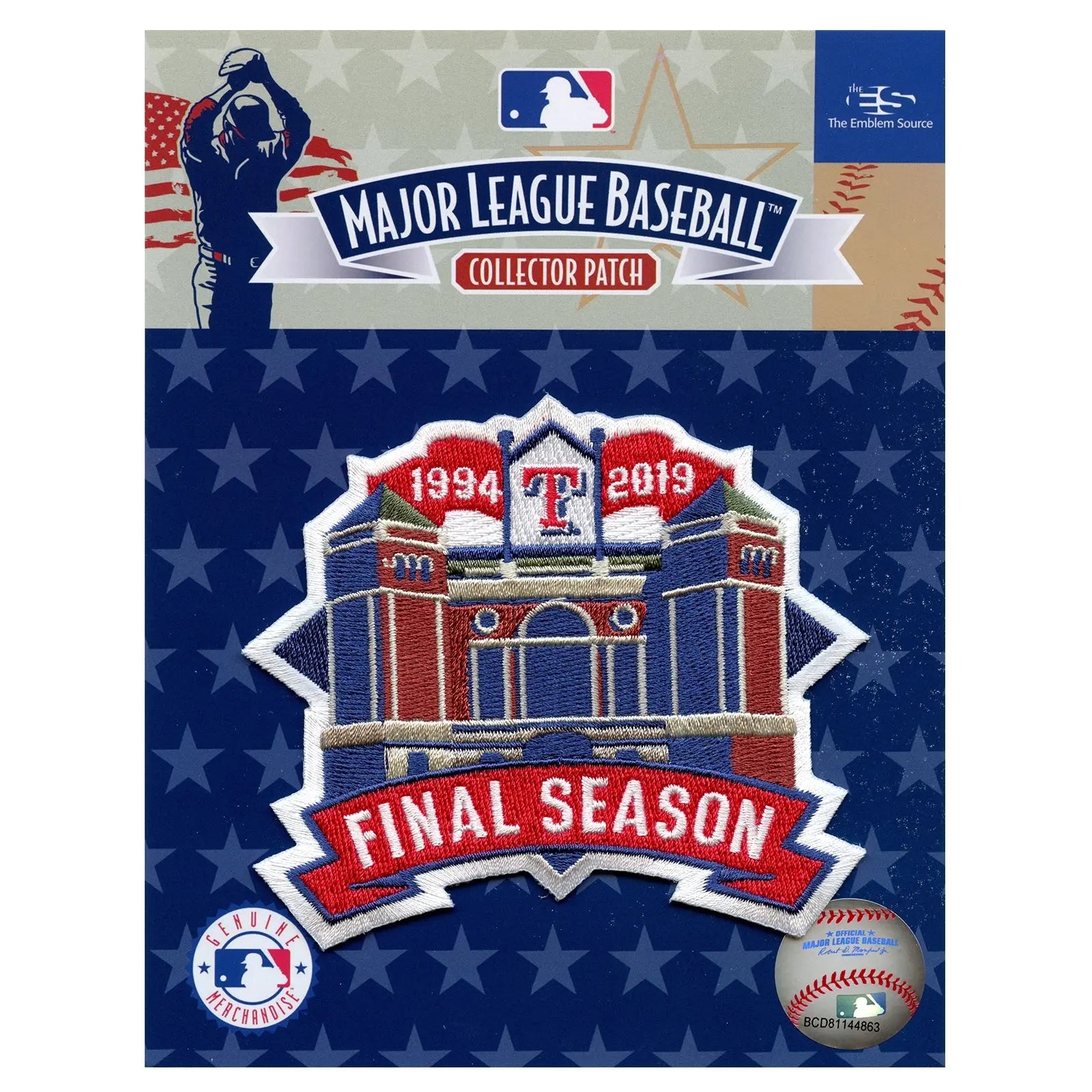 2019 Texas Rangers Stadium Final Season Jersey Patch
