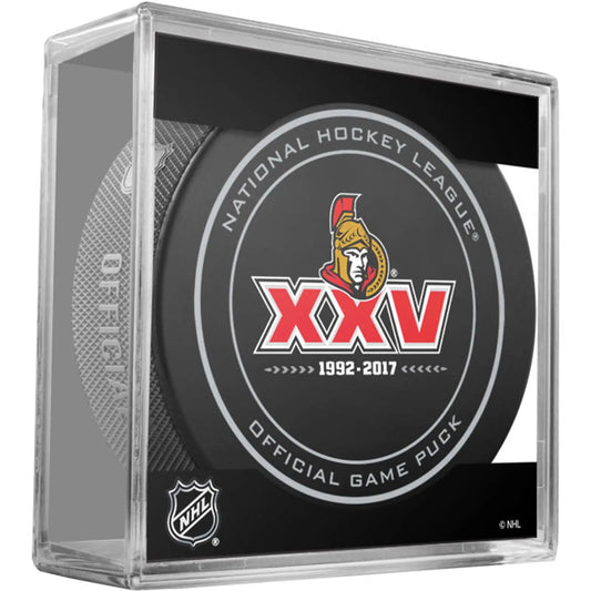 Ottawa Senators 25th Anniversary Official Game Puck with Case 