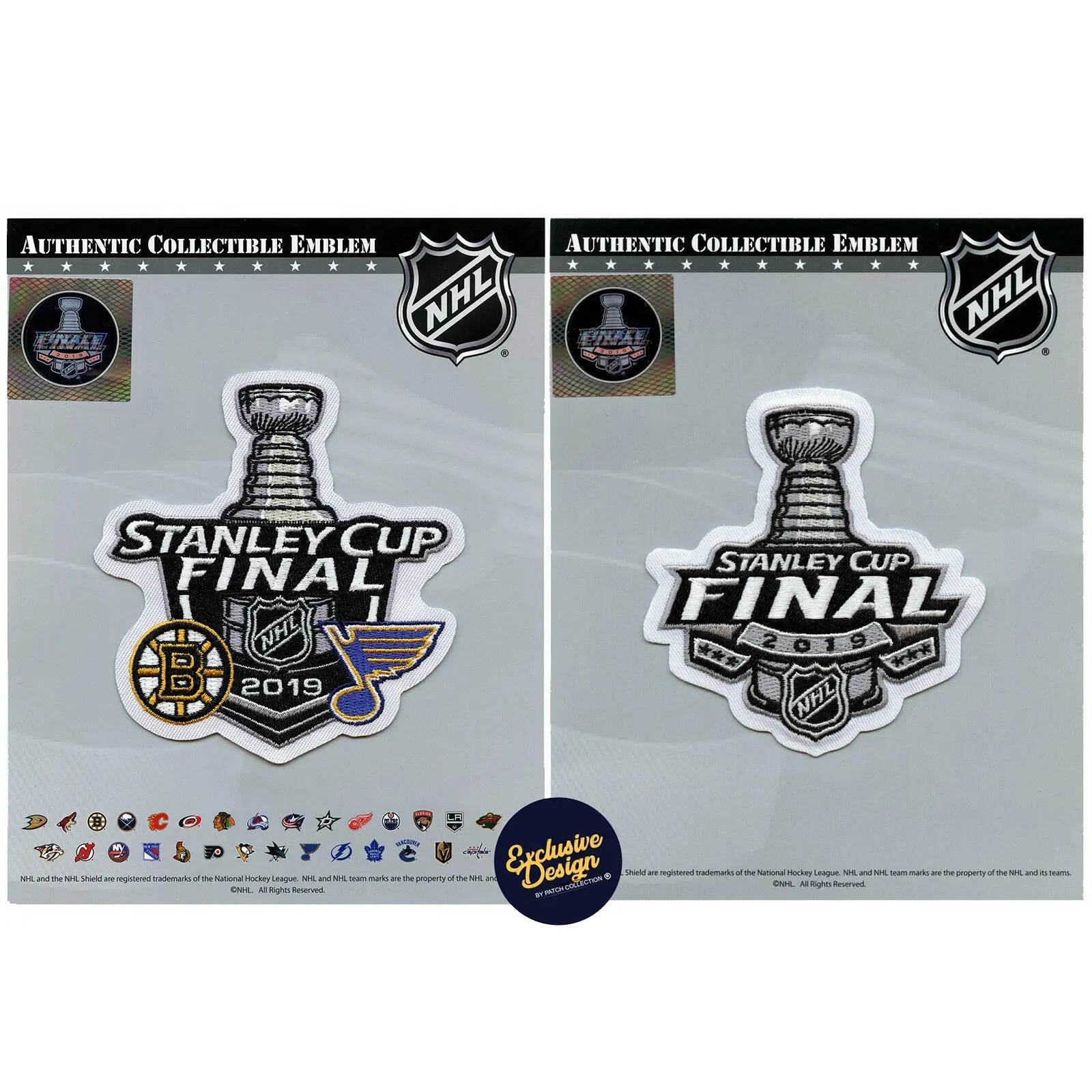National Emblem 2019 Official NHL Stanley Cup Final Patch Dueling Boston Bruins St Louis Blues