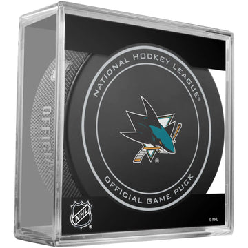 San Jose Sharks Official Game Puck with Case 