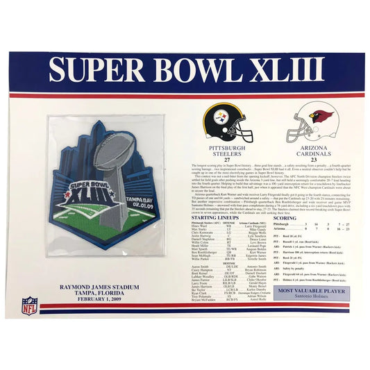 2009 NFL Super Bowl XLIII 43 Willabee & Ward Patch (Pittsburgh Steelers Arizona Cardinals) 