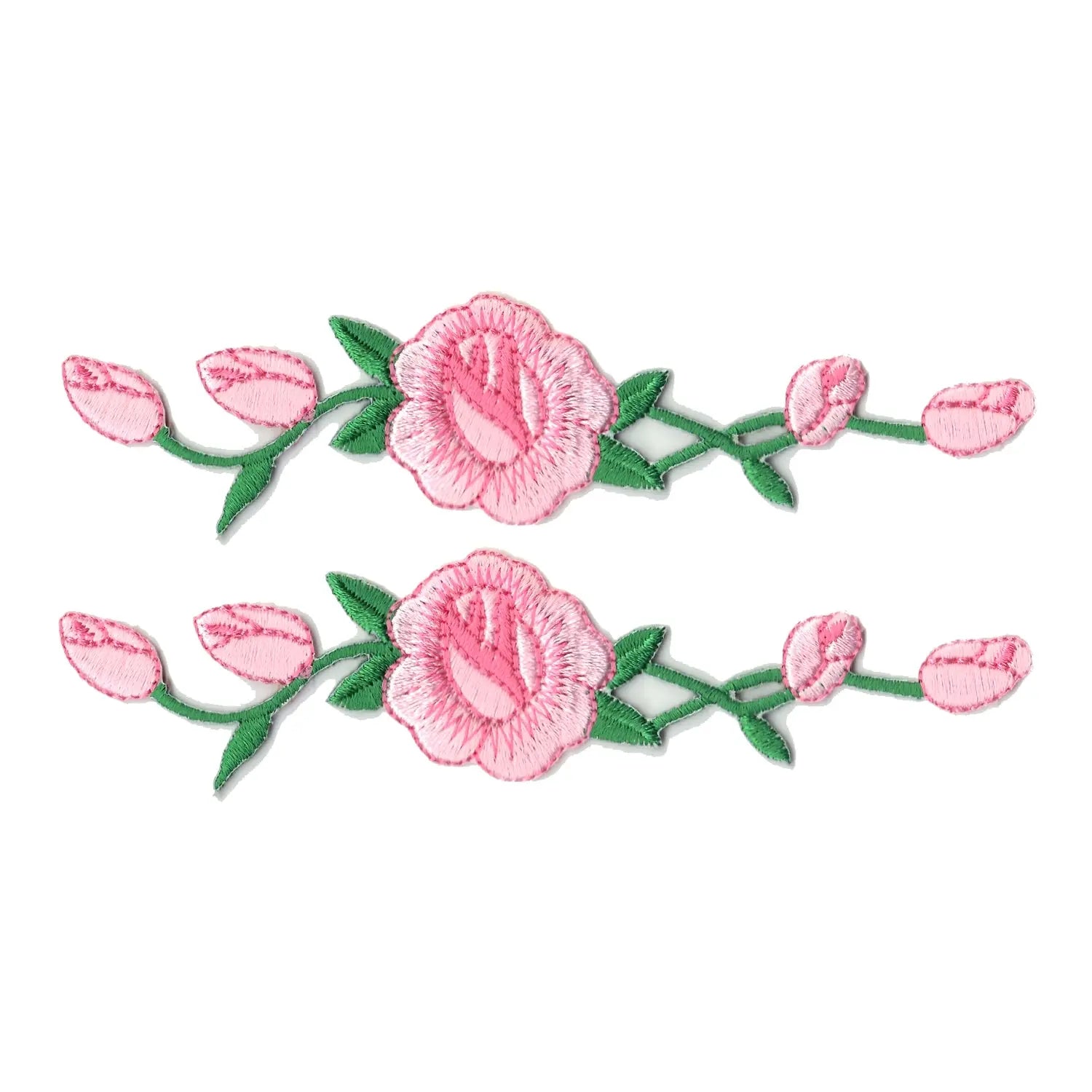Two Pink Sneakers Rose Flowers Embroidered Patches