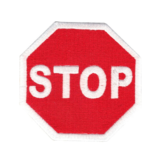 Stop Sign Embroidered Iron On Patch 