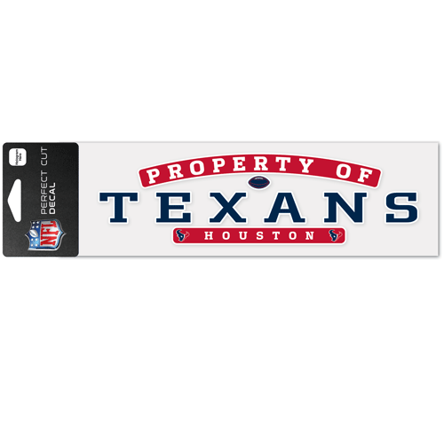 Houston Texans 'Property of'  Logo & Word Mark Perfect Cut Decal 3"T x 10"W