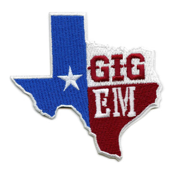 Texas State Gig Em Embroidered Iron On Patch 