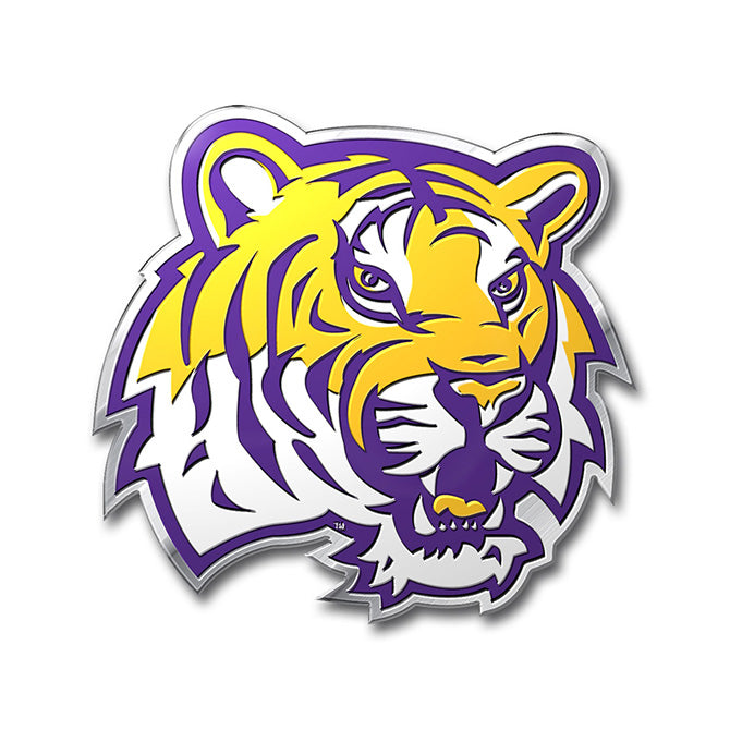 Louisiana State University Tigers Colored Aluminum Car Auto Emblem