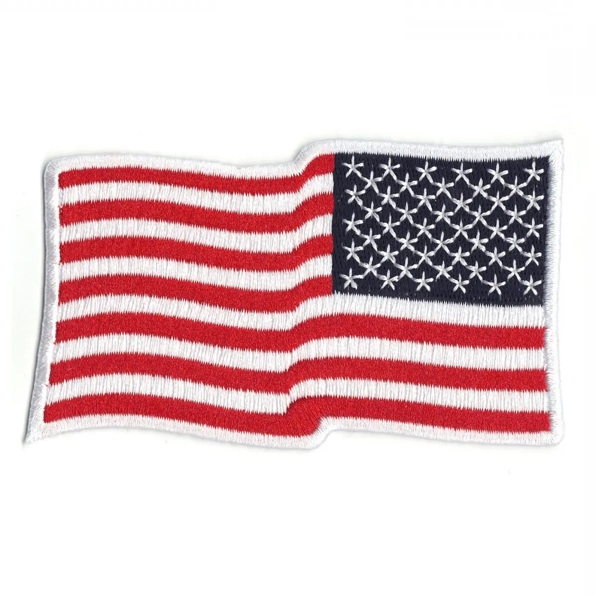 USA American Country Flag Reverse Iron on Patch - Wavy, White