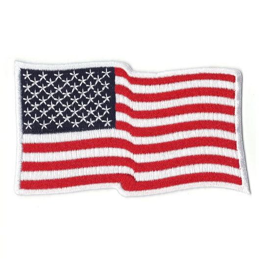 USA American Country Flag Iron On Patch - WAVY 