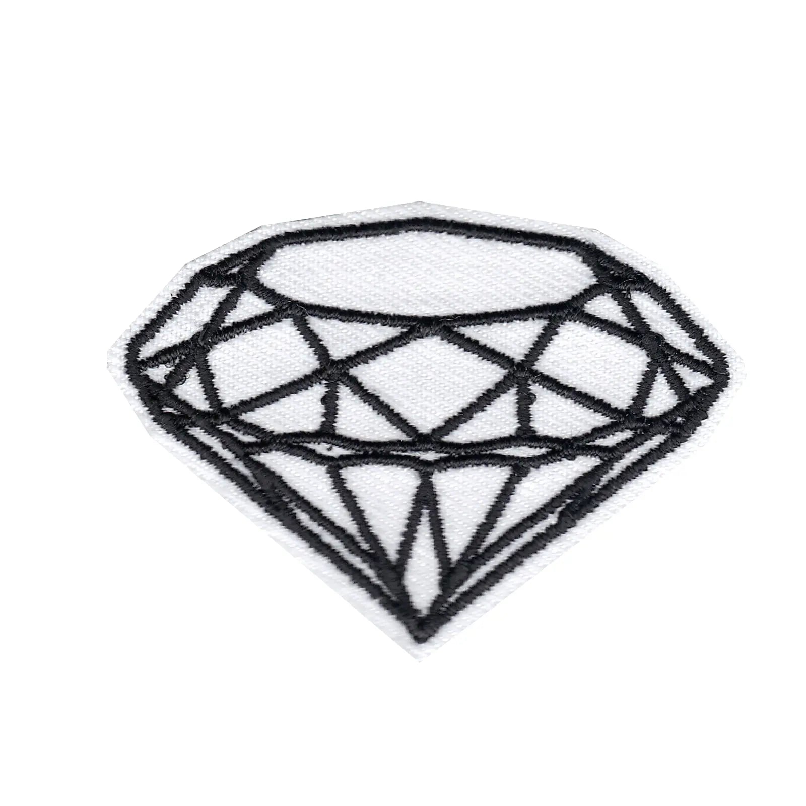White Diamond Embroidered Iron On Patch