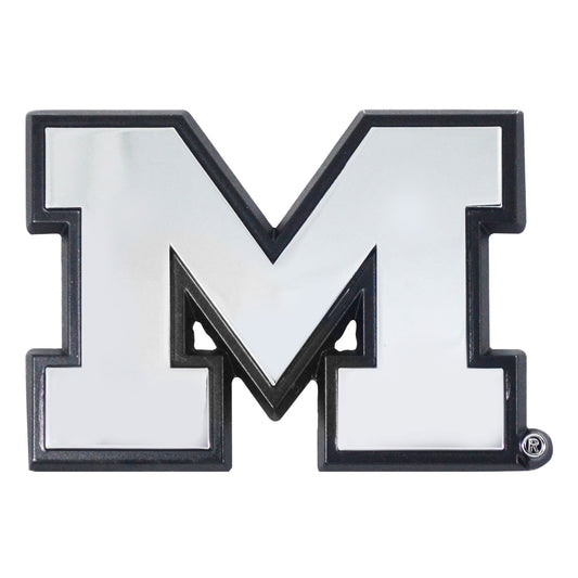 Michigan Wolverines Solid Metal Chrome Plated Car Auto Emblem