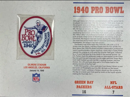 1940 NFL Pro Bowl Willabee & Ward Stat Card Patch