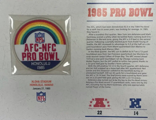 1985 NFL Pro Bowl Willabee & Ward Stat Card Patch