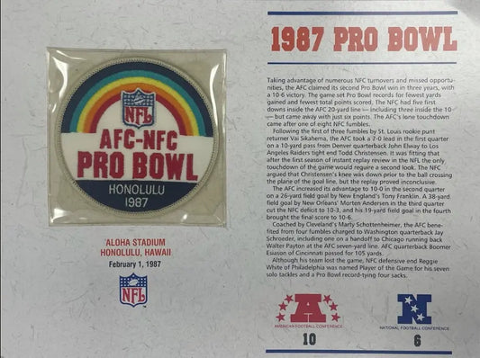 1987 NFL Pro Bowl Willabee & Ward Stat Card Patch
