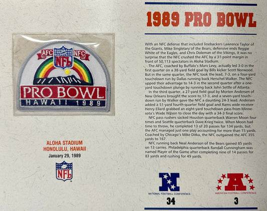 1989 NFL Pro Bowl Willabee & Ward Stat Card Patch