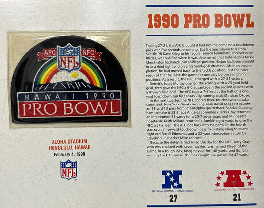1990 NFL Pro Bowl Willabee & Ward Stat Card Patch