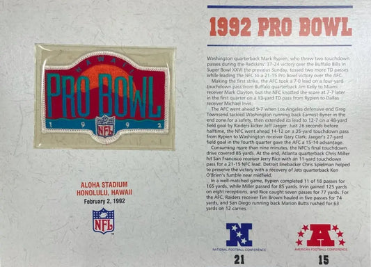 1992 NFL Pro Bowl Willabee & Ward Stat Card Patch