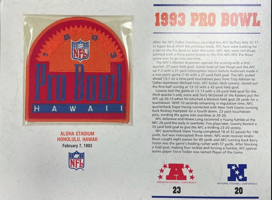 1993 NFL Pro Bowl Willabee & Ward Stat Card Patch
