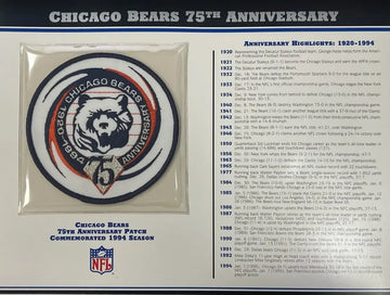 1994 Chicago Bears 75th Anniversary Willabee Ward Patch With