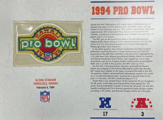 1994 NFL Pro Bowl Willabee & Ward Stat Card Patch
