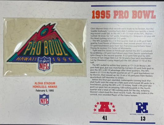 1995 NFL Pro Bowl Willabee & Ward Stat Card Patch