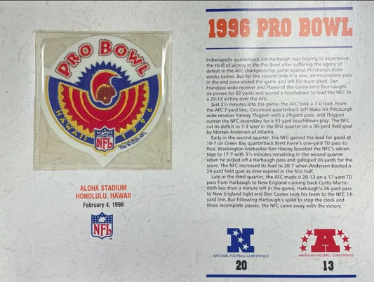 1996 NFL Pro Bowl Willabee & Ward Stat Card Patch