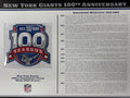 2024 New York Giants 100th Anniversary Jersey Patch Willabee & Ward With Stat Card