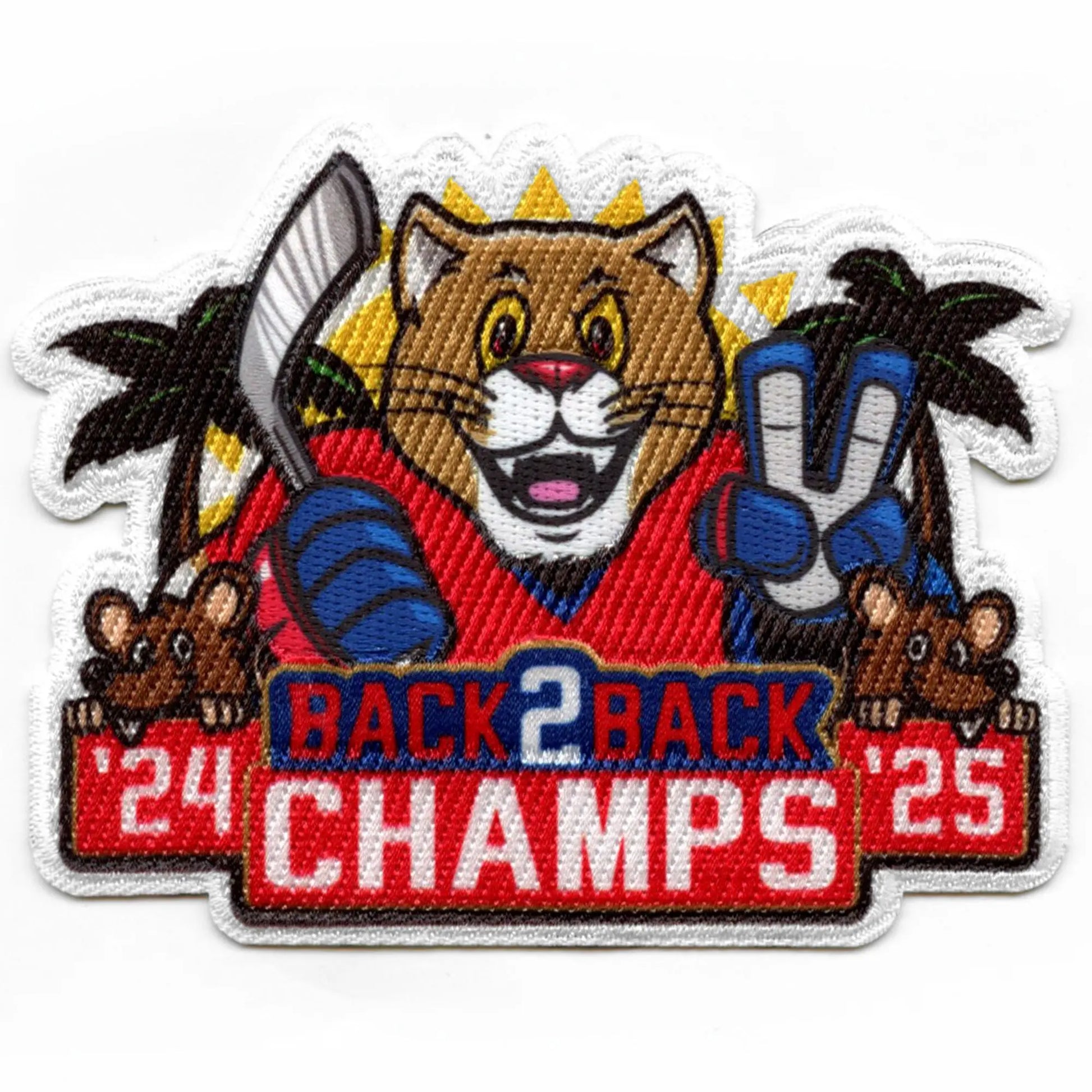 2025 Florida Back to Back Champions Mascot Hockey Patch Sports Exclusive Embroidered Iron On