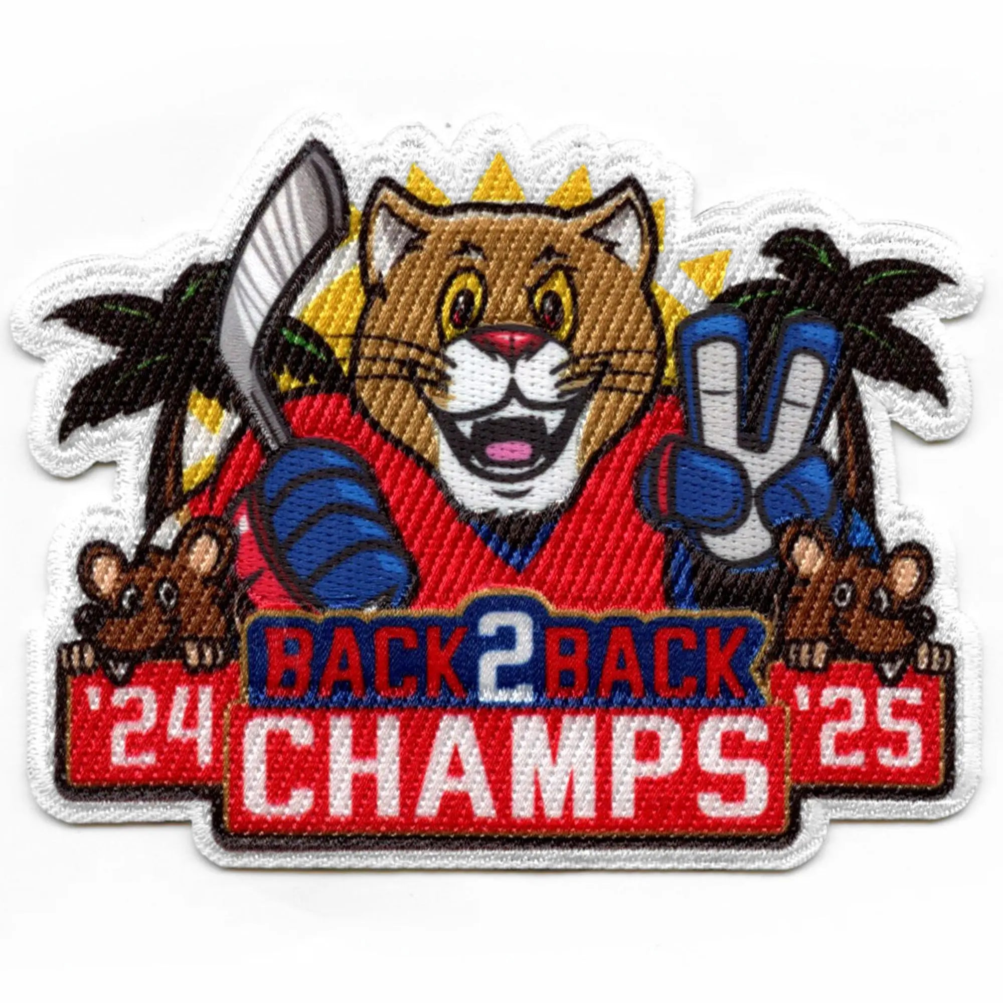 2025 Florida Back to Back Champions Mascot Hockey Patch Sports Exclusive Embroidered Iron On