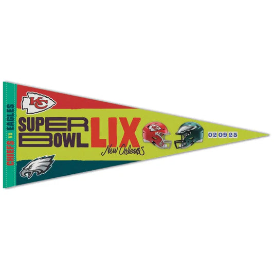 2025 NFL Super Bowl LIX 59 Dueling Philadelphia Eagles  Kansas City Chiefs Pennant