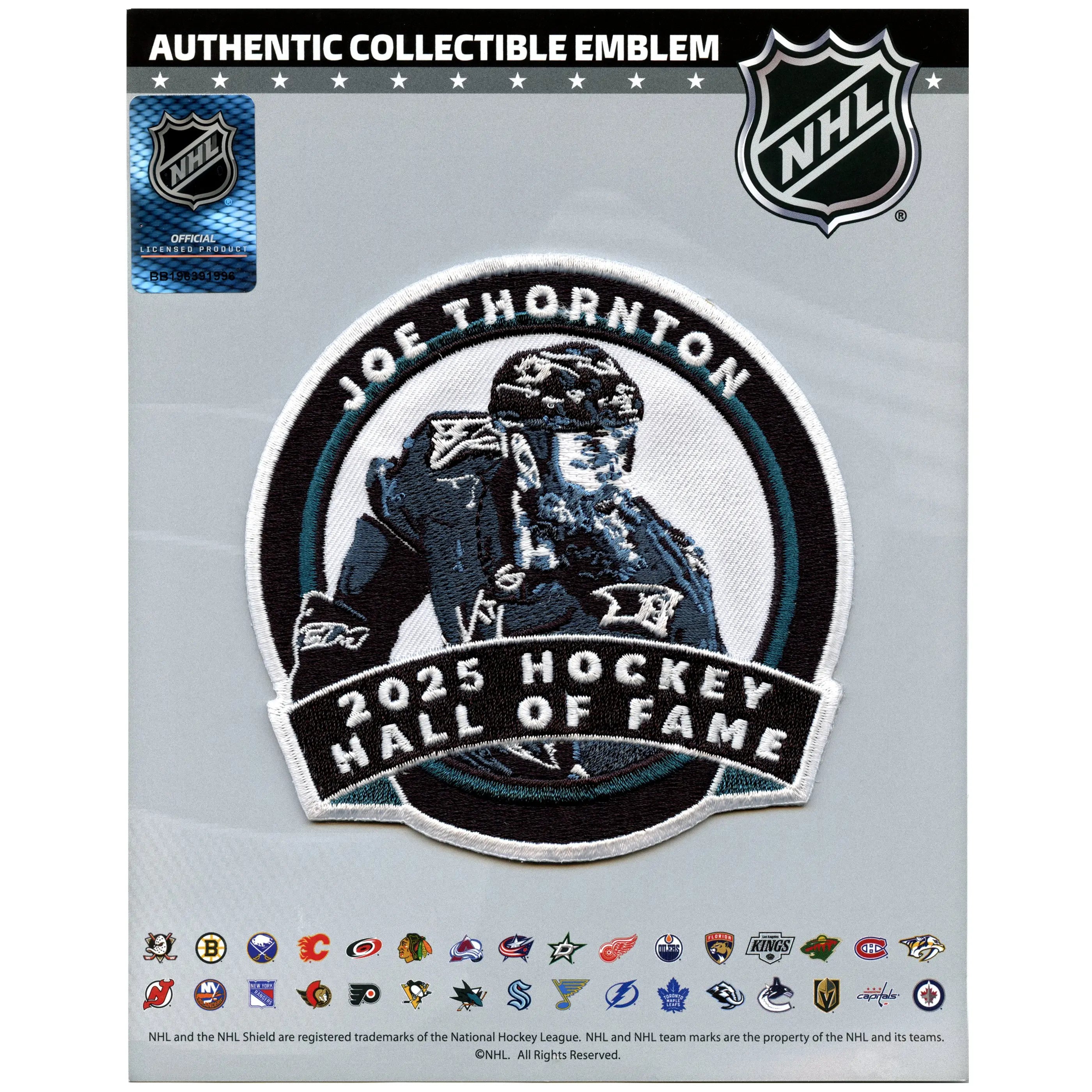 2025 San Jose Sharks Joe Thornton Hockey Hall Of Fame Jersey Patch