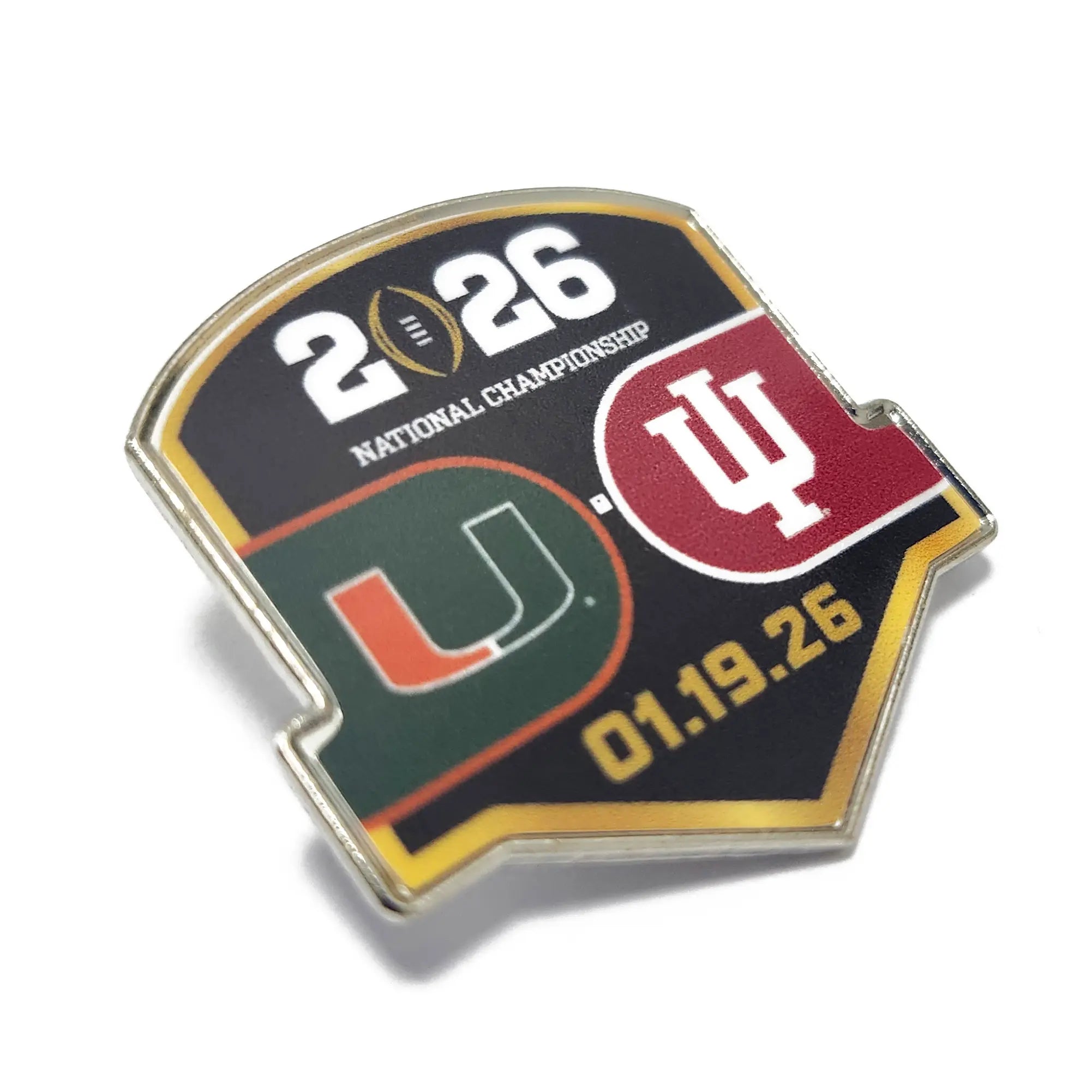 2026 College National Championship Game Dueling Pin Miami Hurricanes Indiana Hoosiers
