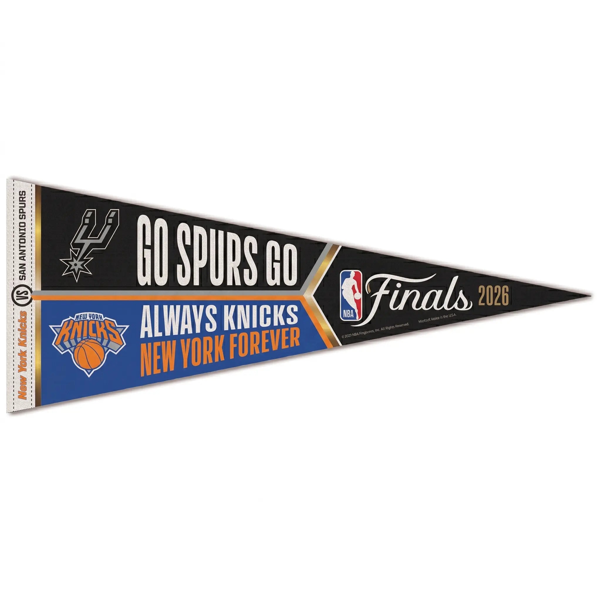 2026 NBA Finals Dueling Pennant New York Knicks vs San Antonio Spurs