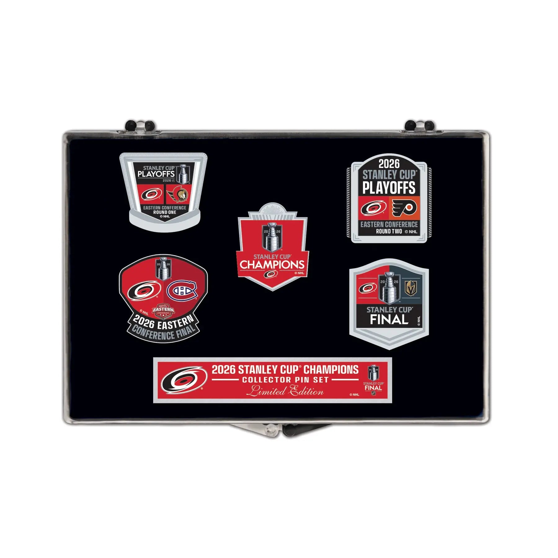 2026 NHL Stanley Cup Final Champions 5 Pin Set Carolina Hurricanes