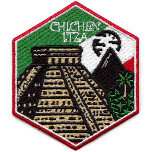 7 Wonders Of The World Travel Patch Chichen Itza Souvenir Mexico Embroidered Iron On