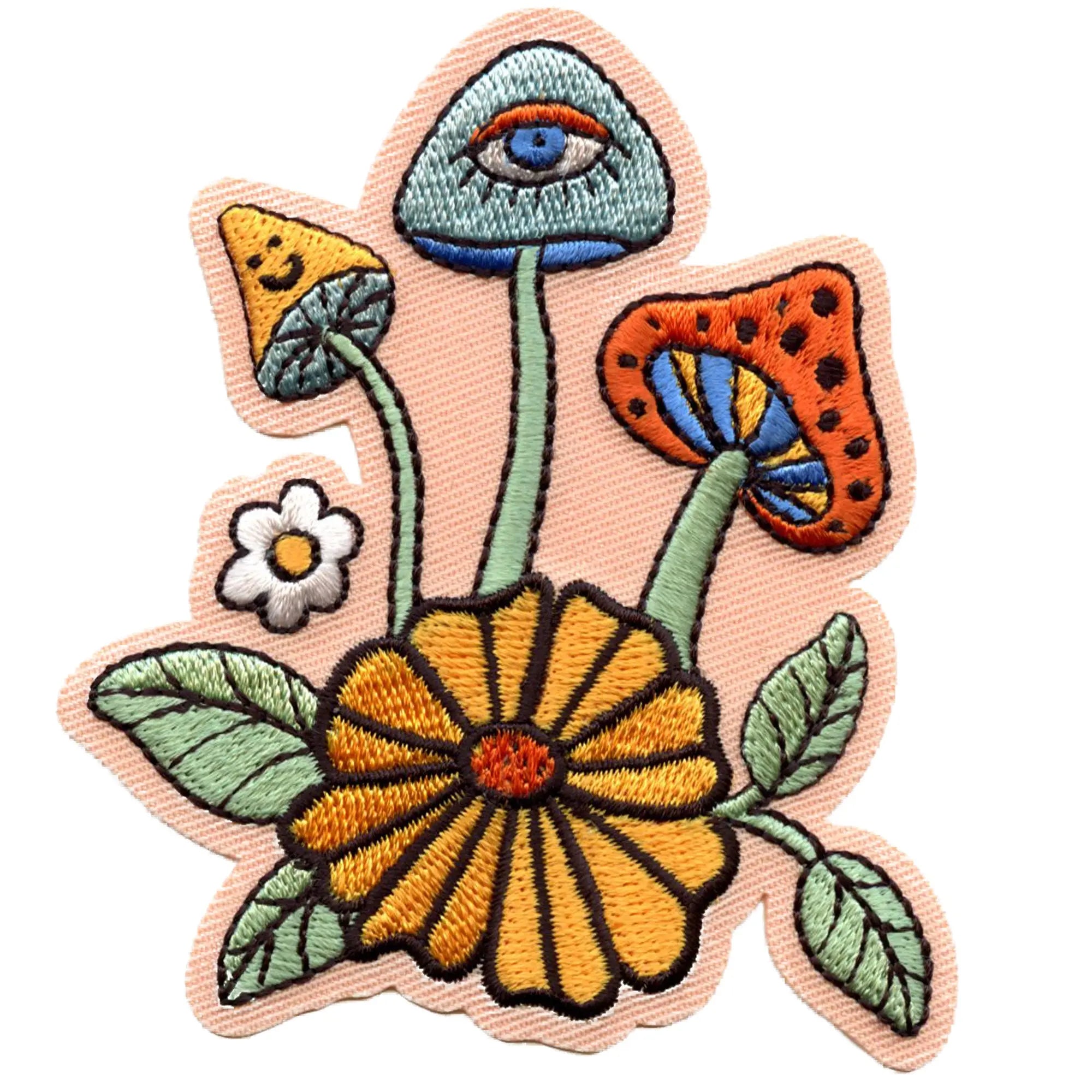 70's Mushroom Bunch Patch Hippie Colorful Plant Embroidered Iron On