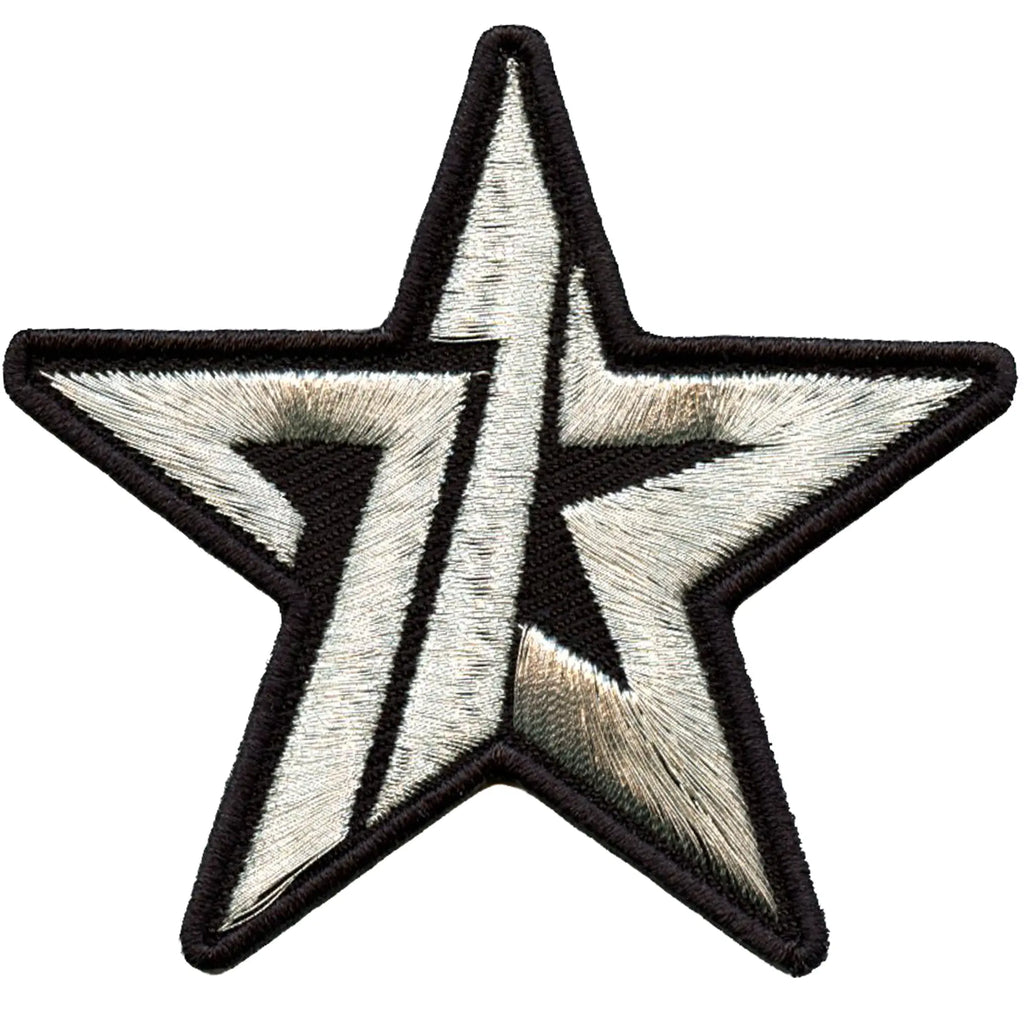 713 Star Houston Patch Texas Area Code Embroidered Iron On Silver Black