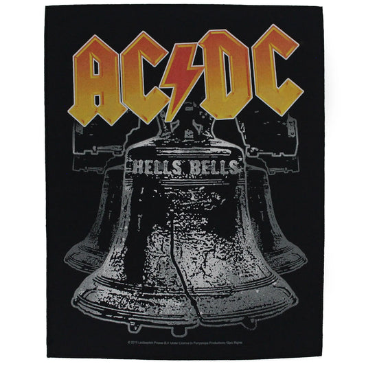 ACDC Hells Bells Patch 70s Rock Band XL DTG Printed Sew On