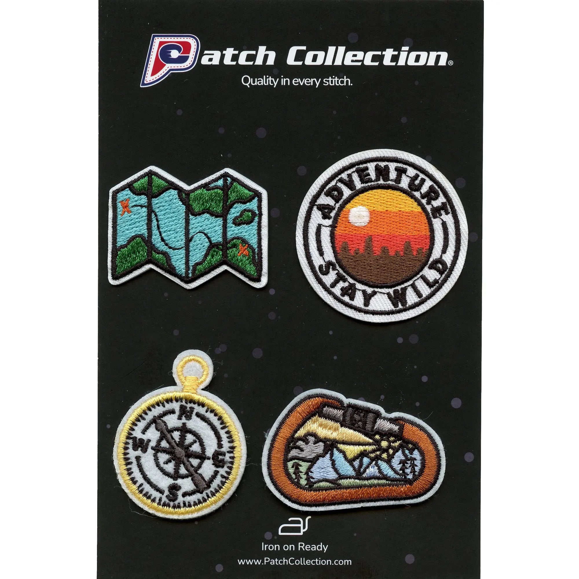 Adventure Mini Set Patch Stay Wild Mountains Embroidered Iron On