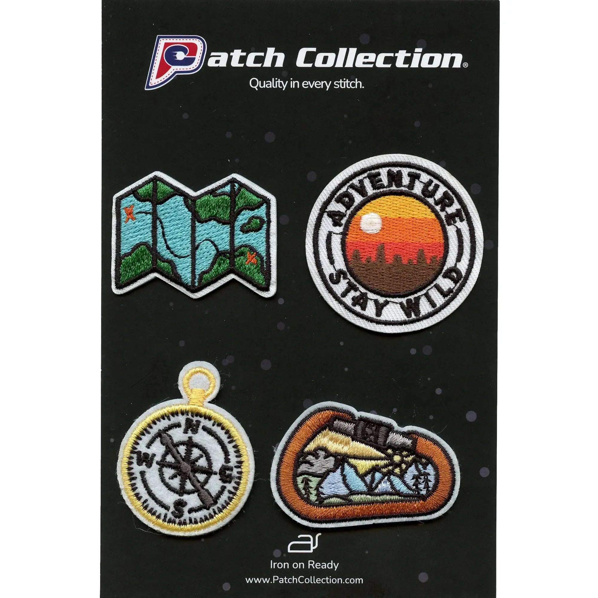 Adventure Mini Set Patch Stay Wild Mountains Embroidered Iron On