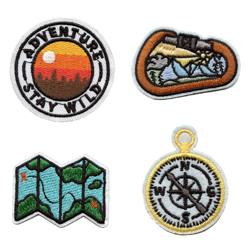 Adventure Mini Set Patch Stay Wild Mountains Embroidered Iron On