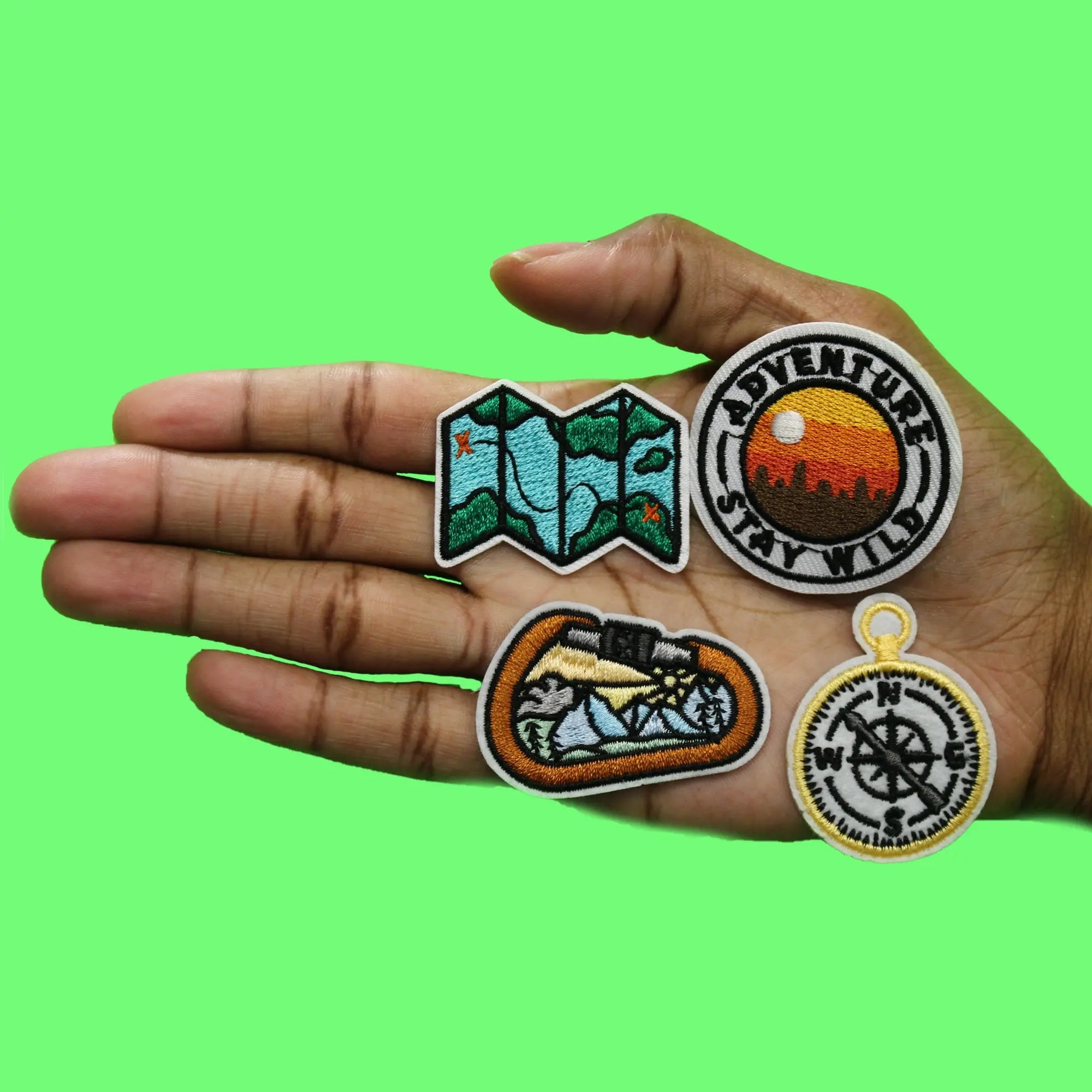 Adventure Mini Set Patch Stay Wild Mountains Embroidered Iron On