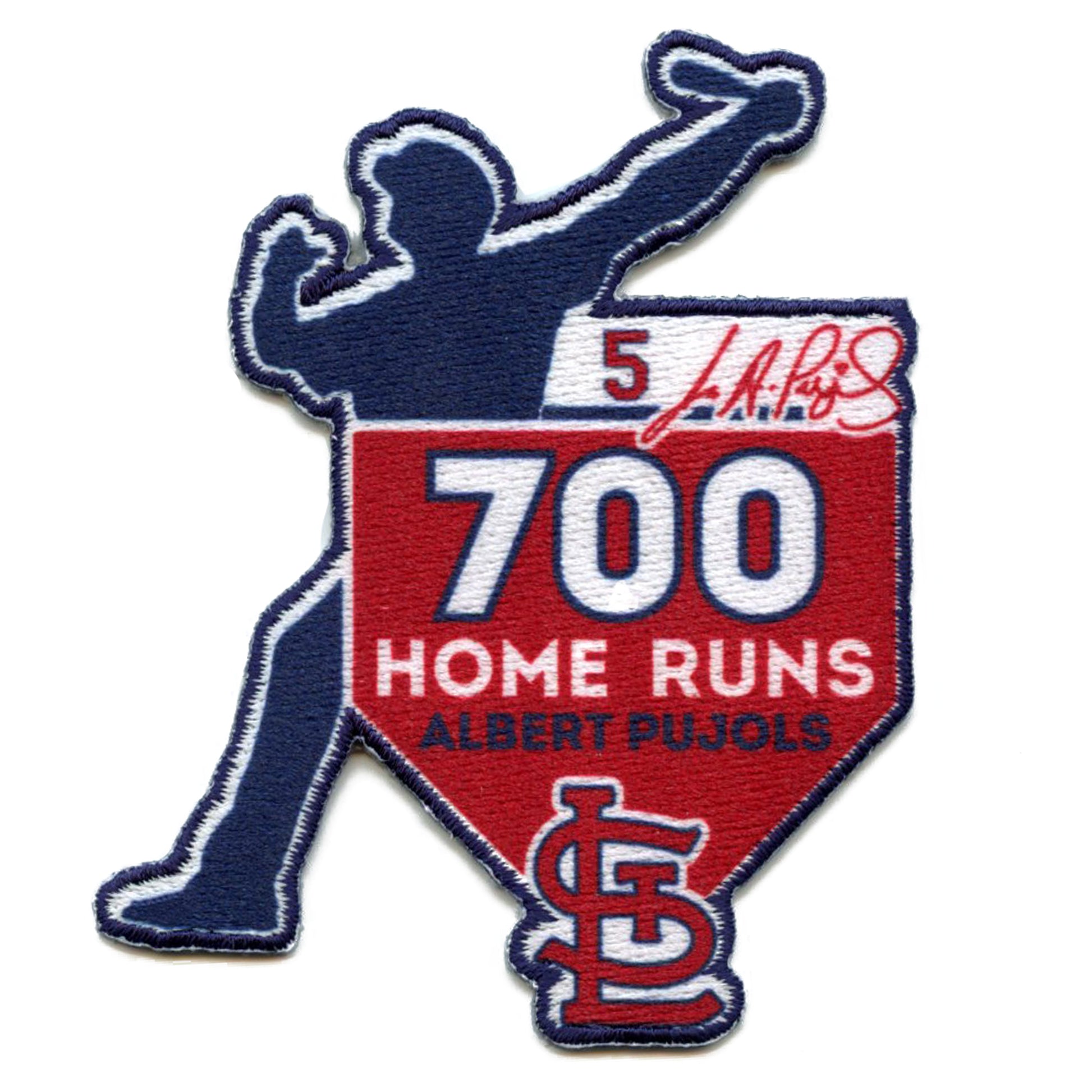 Albert Pujols 700th Home Runs Cut-Out Commemorative Patch St Louis Cardinals