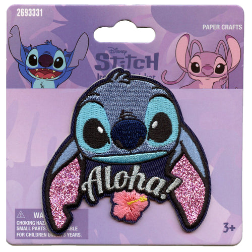 Aloha Hibiscus Flower Patch Disney Stitch Movies Embroidered Applique Iron On