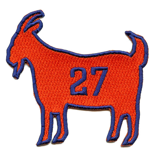 Houston Baseball Goat #27 Patch Orange/Blue Parody Embroidered Iron On