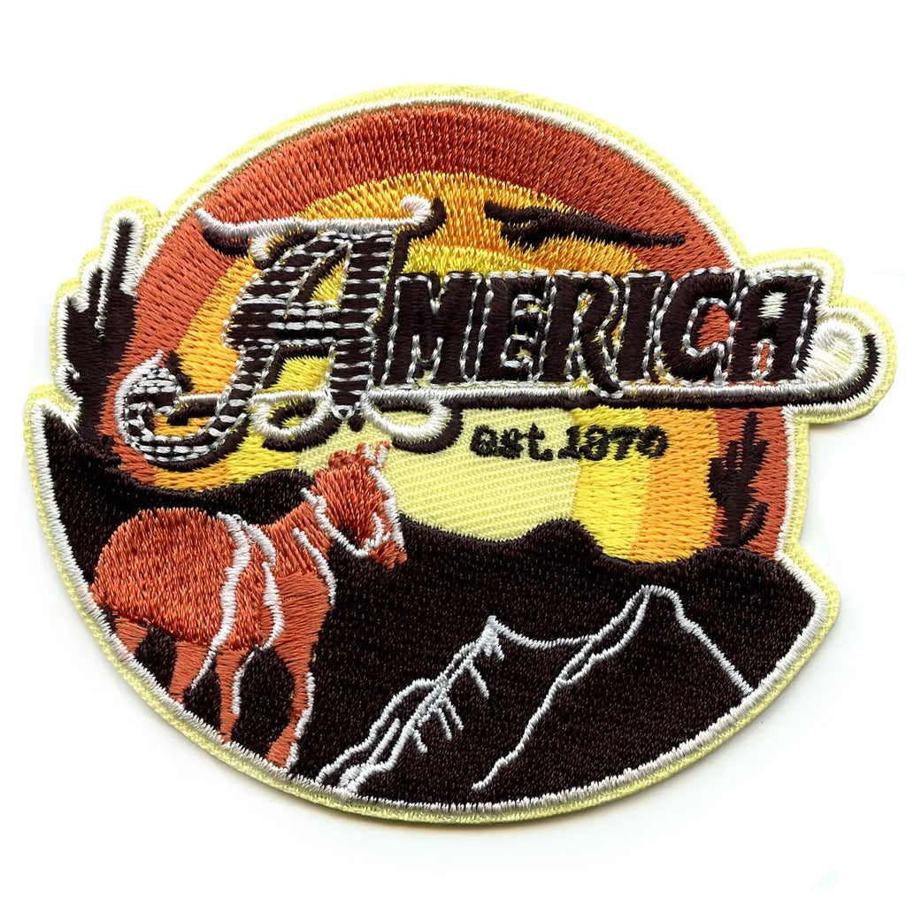 America Desert Sunset Patch Western Atmosphere Music Embroidered Iron-On