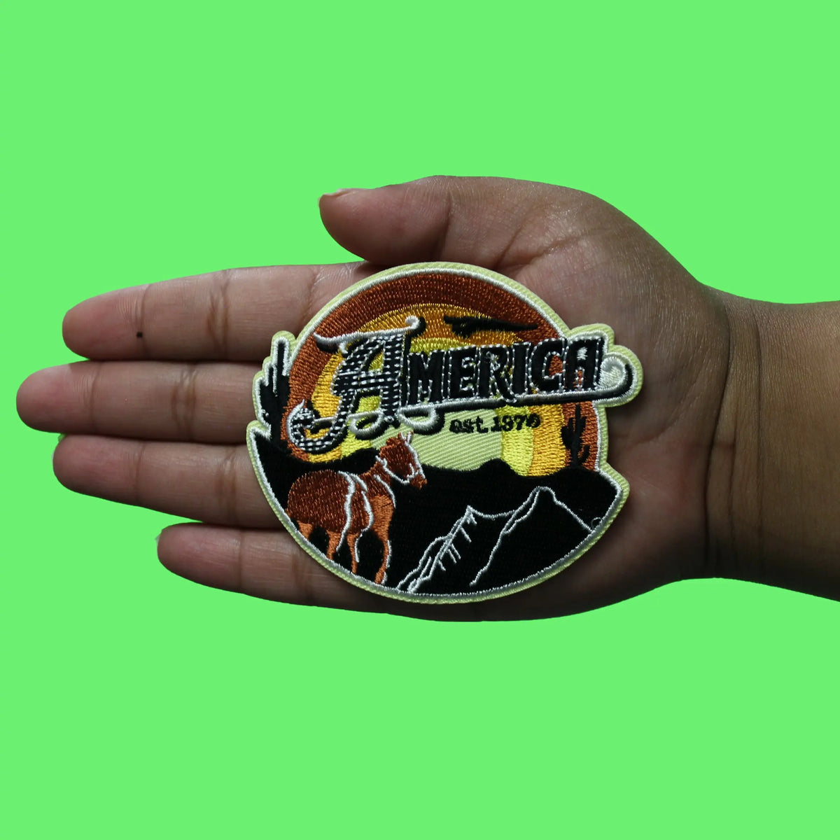 America Desert Sunset Patch Western Atmosphere Music Embroidered Iron-On