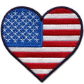 American Heart Flag Patch Stars Stripes Proud Embroidered Iron On