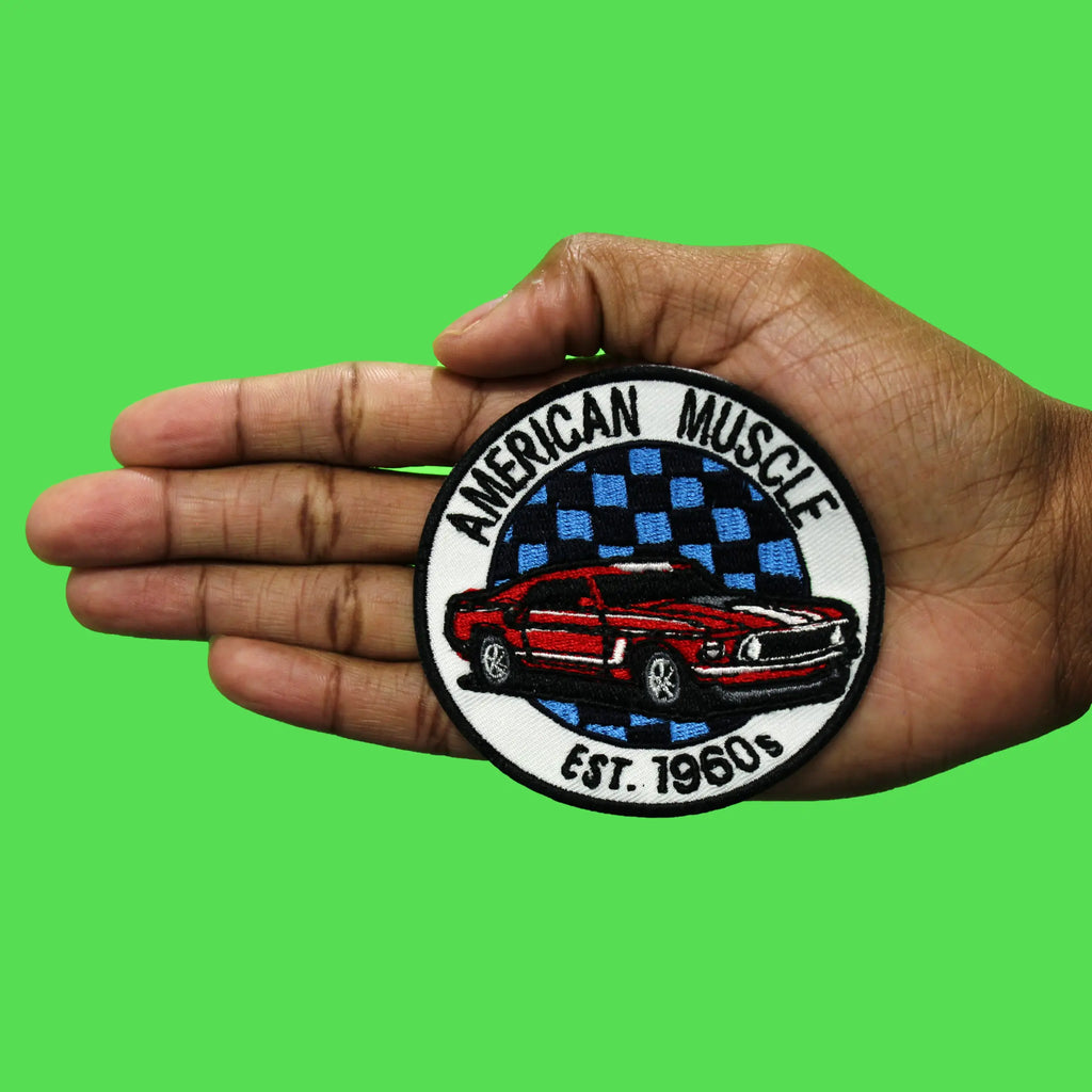 American Muscle Track Patch Est. 1960s Stang Embroidered Iron On
