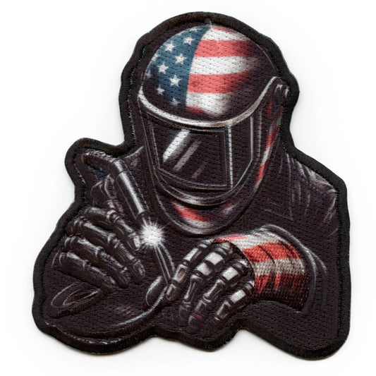 American Skeleton Welder Patch Blue Collar Sublimated Embroidery Iron On