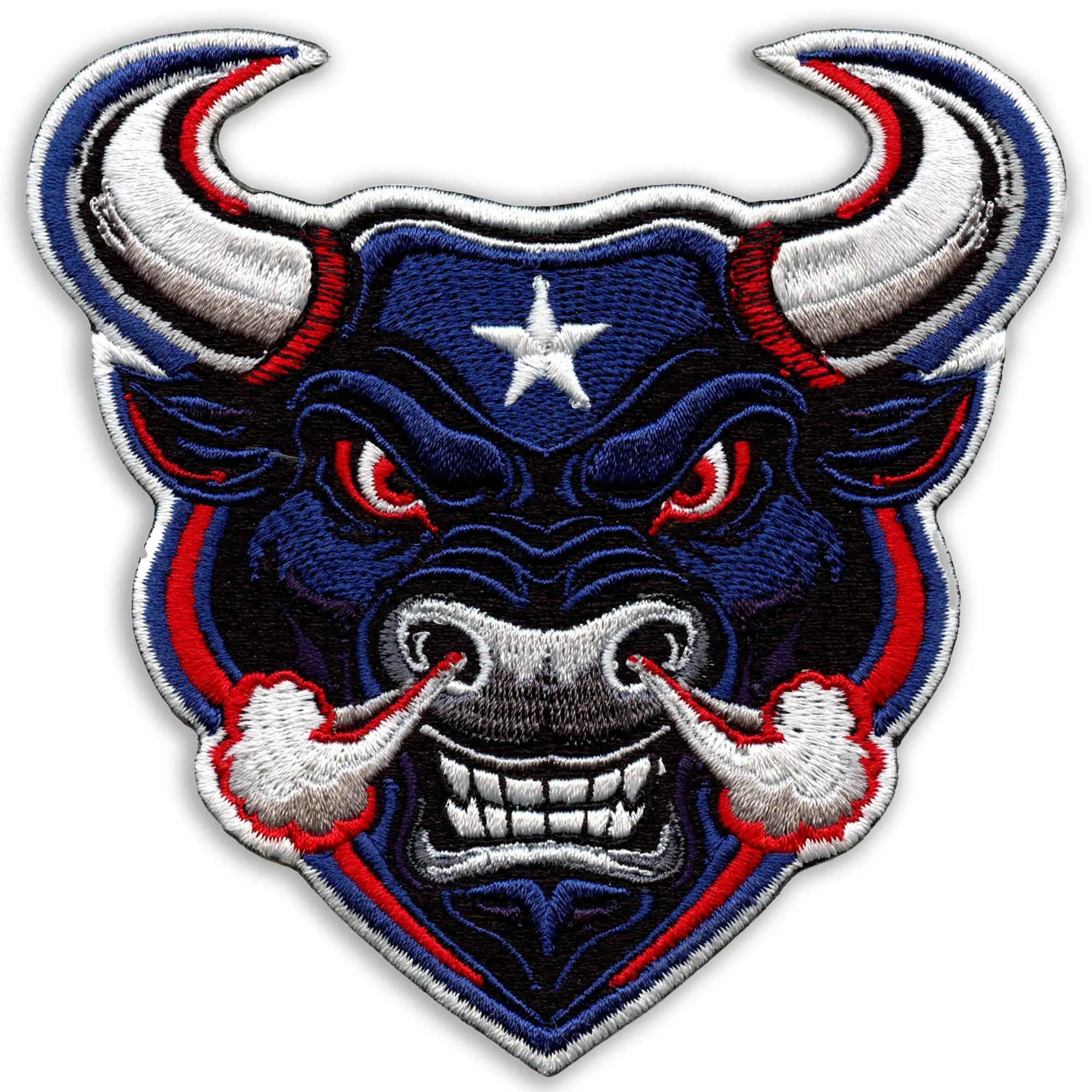 Angry Bull Head Patch Houston Football Pride Embroidered Iron On